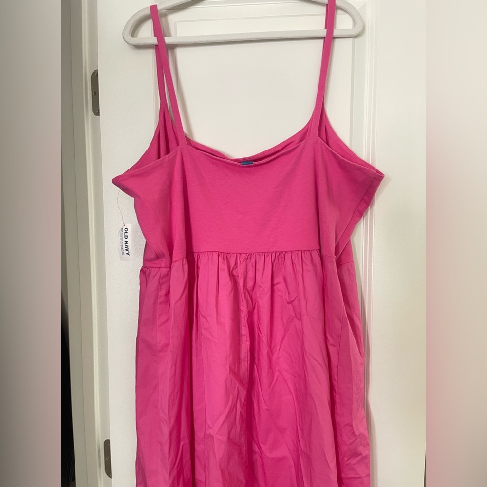 NWT Old Navy Fit and Flared Pink Midi Spaghetti Strap Midi Dress Size 3X - Picture 4 of 5